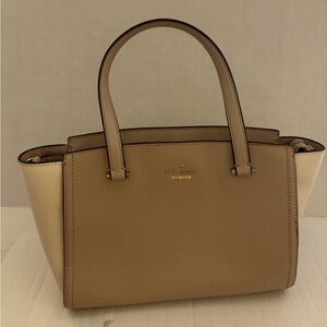 Kate Spade Patterson Drive Geraldine Satchel Crossbody Handbag Tan and White